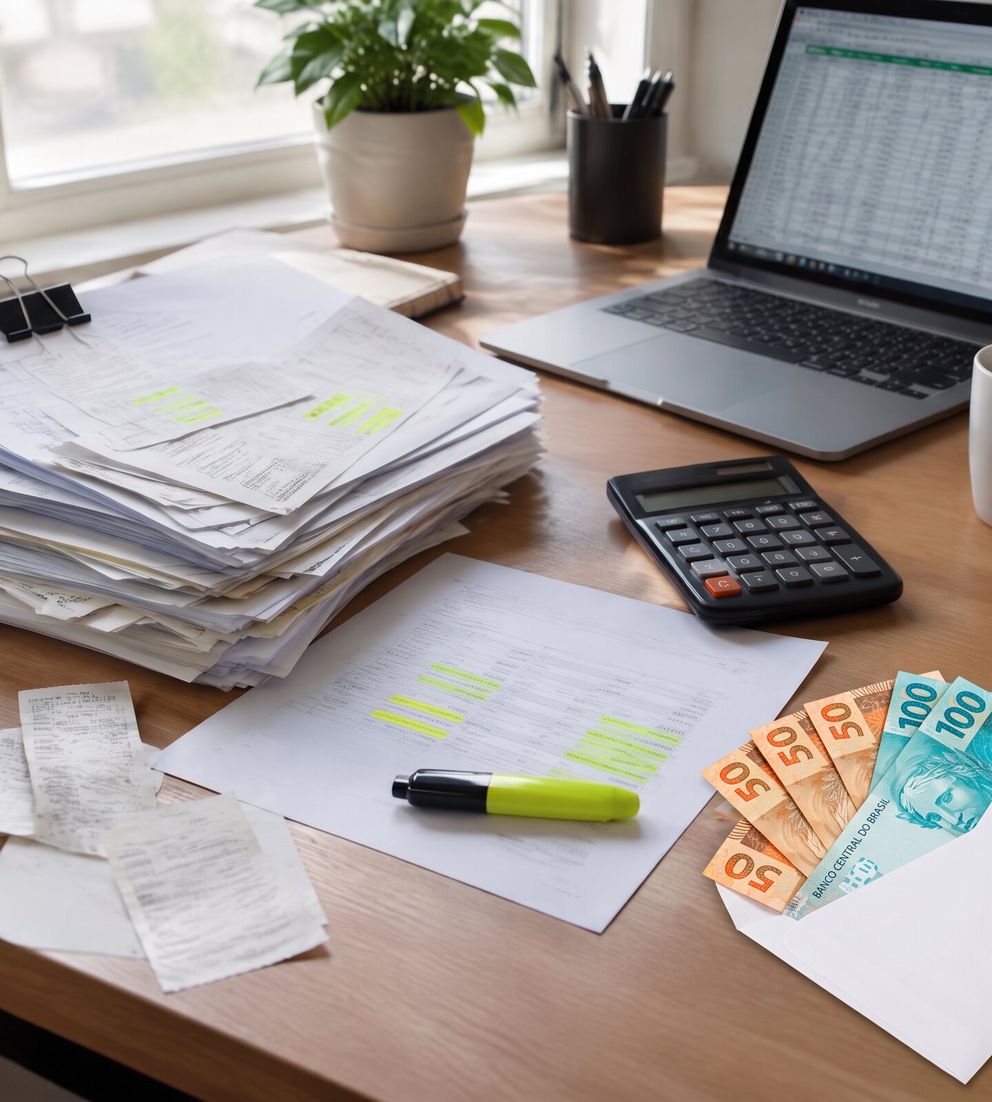 Notas fiscais revisadas e dinheiro de volta